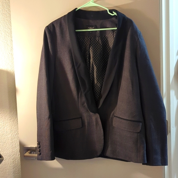 UK size 18 grey and black tuxedo style blazer Next - Picture 1 of 4